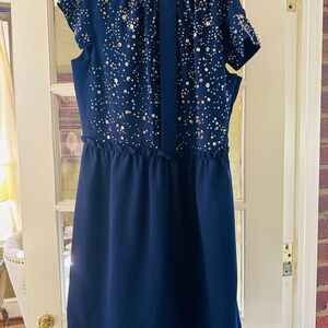 (NWT) Exquisite Dice Kayek Cocktail Dress w/ Crystal Bodice (Indigo, size 10)
